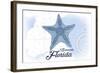 Sarasota, Florida - Starfish - Blue - Coastal Icon-Lantern Press-Framed Art Print