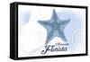 Sarasota, Florida - Starfish - Blue - Coastal Icon-Lantern Press-Framed Stretched Canvas