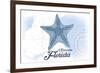 Sarasota, Florida - Starfish - Blue - Coastal Icon-Lantern Press-Framed Art Print