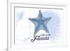 Sarasota, Florida - Starfish - Blue - Coastal Icon-Lantern Press-Framed Premium Giclee Print