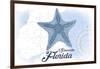 Sarasota, Florida - Starfish - Blue - Coastal Icon-Lantern Press-Framed Premium Giclee Print