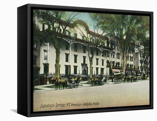Saratoga Springs, New York - American-Adelphia Hotel Buildings-Lantern Press-Framed Stretched Canvas