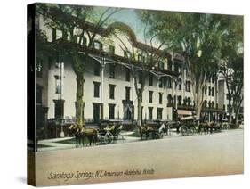 Saratoga Springs, New York - American-Adelphia Hotel Buildings-Lantern Press-Stretched Canvas