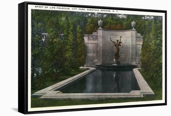 Saratoga Springs, New York - City Park, Spirit of Life Fountain View-Lantern Press-Framed Stretched Canvas