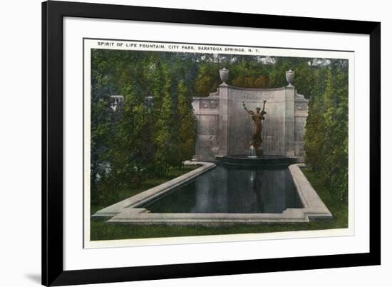 Saratoga Springs, New York - City Park, Spirit of Life Fountain View-Lantern Press-Framed Premium Giclee Print