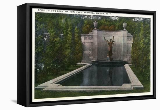 Saratoga Springs, New York - City Park, Spirit of Life Fountain View-Lantern Press-Framed Stretched Canvas