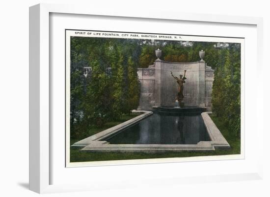 Saratoga Springs, New York - City Park, Spirit of Life Fountain View-Lantern Press-Framed Art Print