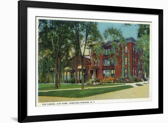 Saratoga Springs, New York - City Park View of Casino Exterior-Lantern Press-Framed Art Print