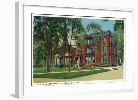 Saratoga Springs, New York - City Park View of Casino Exterior-Lantern Press-Framed Art Print