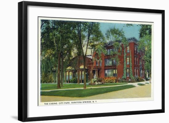 Saratoga Springs, New York - City Park View of Casino Exterior-Lantern Press-Framed Art Print