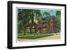Saratoga Springs, New York - City Park View of Casino Exterior-Lantern Press-Framed Art Print