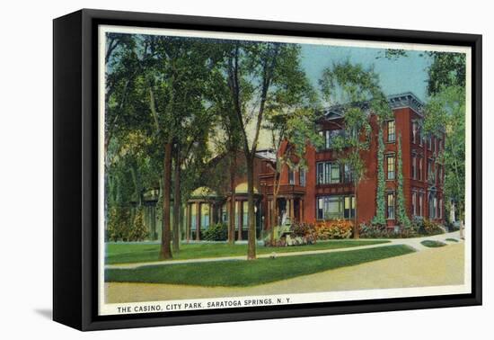 Saratoga Springs, New York - City Park View of Casino Exterior-Lantern Press-Framed Stretched Canvas