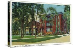 Saratoga Springs, New York - City Park View of Casino Exterior-Lantern Press-Stretched Canvas