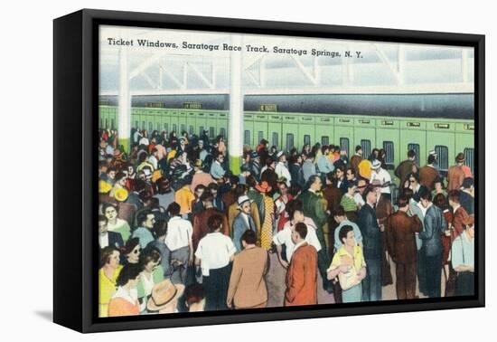 Saratoga Springs, New York - Crowds at Race Track Ticket Windows-Lantern Press-Framed Stretched Canvas