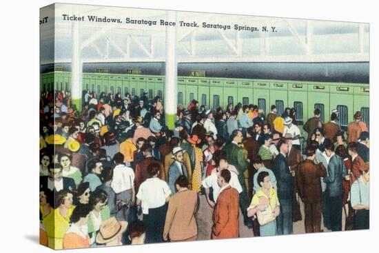 Saratoga Springs, New York - Crowds at Race Track Ticket Windows-Lantern Press-Stretched Canvas