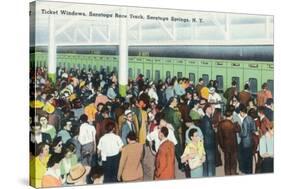 Saratoga Springs, New York - Crowds at Race Track Ticket Windows-Lantern Press-Stretched Canvas