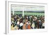 Saratoga Springs, New York - Crowds at Race Track Ticket Windows-Lantern Press-Framed Art Print