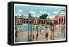 Saratoga Springs, New York - Crowds at Saratoga Spa Swimming Pool-Lantern Press-Framed Stretched Canvas