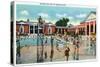 Saratoga Springs, New York - Crowds at Saratoga Spa Swimming Pool-Lantern Press-Stretched Canvas