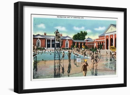 Saratoga Springs, New York - Crowds at Saratoga Spa Swimming Pool-Lantern Press-Framed Art Print