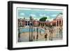 Saratoga Springs, New York - Crowds at Saratoga Spa Swimming Pool-Lantern Press-Framed Art Print