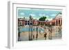 Saratoga Springs, New York - Crowds at Saratoga Spa Swimming Pool-Lantern Press-Framed Art Print