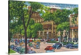 Saratoga Springs, New York - Grand Union and Rip Van Winkle Hotels View-Lantern Press-Stretched Canvas