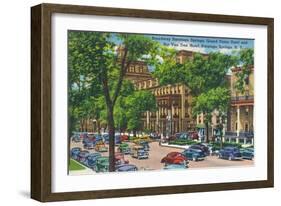 Saratoga Springs, New York - Grand Union and Rip Van Winkle Hotels View-Lantern Press-Framed Art Print