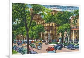 Saratoga Springs, New York - Grand Union and Rip Van Winkle Hotels View-Lantern Press-Framed Art Print