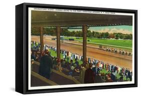 Saratoga Springs, New York - Horses Going to the Post at Race Track-Lantern Press-Framed Stretched Canvas