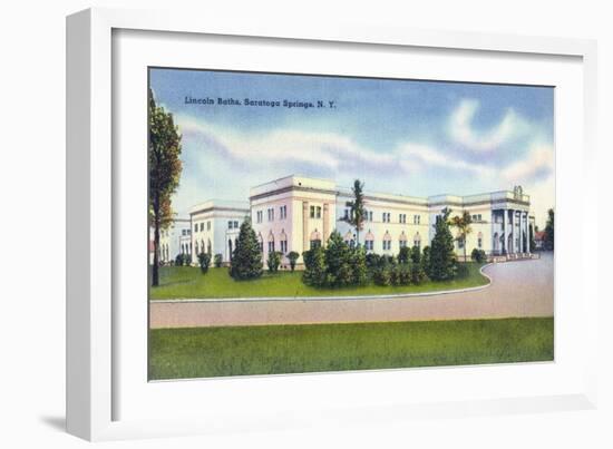 Saratoga Springs, New York - Lincoln Baths Exterior View-Lantern Press-Framed Art Print