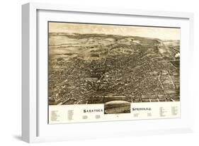 Saratoga Springs, New York - Panoramic Map-Lantern Press-Framed Art Print