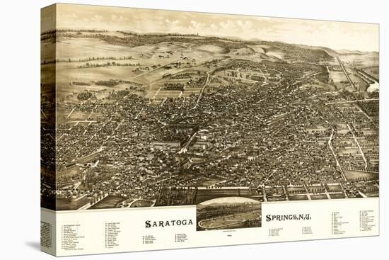 Saratoga Springs, New York - Panoramic Map-Lantern Press-Stretched Canvas