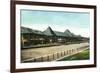 Saratoga Springs, New York - Race Course Grand Stand View-Lantern Press-Framed Art Print