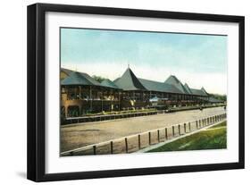 Saratoga Springs, New York - Race Course Grand Stand View-Lantern Press-Framed Art Print