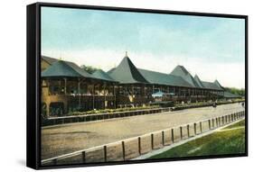 Saratoga Springs, New York - Race Course Grand Stand View-Lantern Press-Framed Stretched Canvas