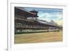 Saratoga Springs, New York - Racetrack View of Clubhouse, Band Stand-Lantern Press-Framed Art Print