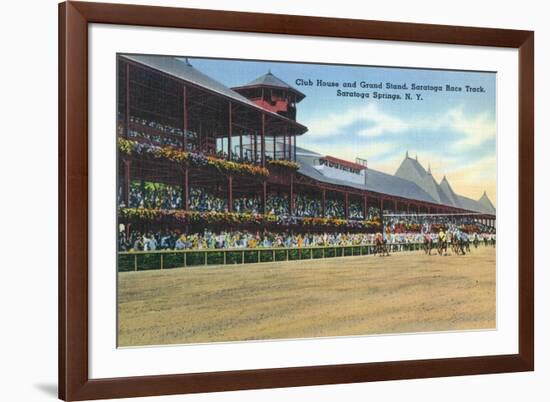 Saratoga Springs, New York - Racetrack View of Clubhouse, Band Stand-Lantern Press-Framed Art Print