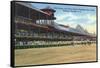 Saratoga Springs, New York - Racetrack View of Clubhouse, Band Stand-Lantern Press-Framed Stretched Canvas