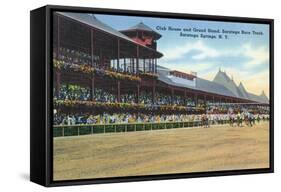 Saratoga Springs, New York - Racetrack View of Clubhouse, Band Stand-Lantern Press-Framed Stretched Canvas