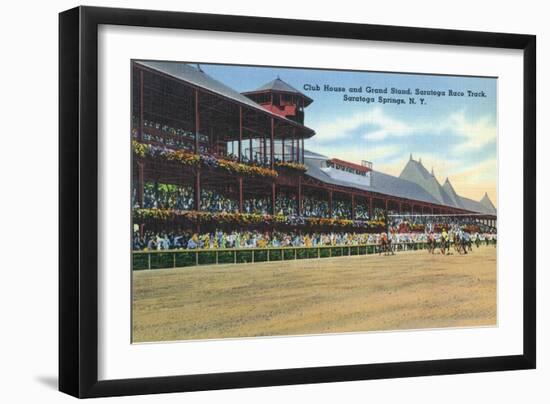 Saratoga Springs, New York - Racetrack View of Clubhouse, Band Stand-Lantern Press-Framed Art Print