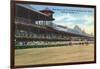 Saratoga Springs, New York - Racetrack View of Clubhouse, Band Stand-Lantern Press-Framed Art Print