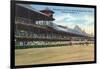 Saratoga Springs, New York - Racetrack View of Clubhouse, Band Stand-Lantern Press-Framed Art Print