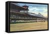 Saratoga Springs, New York - Racetrack View of Clubhouse, Band Stand-Lantern Press-Framed Stretched Canvas