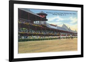 Saratoga Springs, New York - Racetrack View of Clubhouse, Band Stand-Lantern Press-Framed Premium Giclee Print