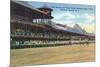 Saratoga Springs, New York - Racetrack View of Clubhouse, Band Stand-Lantern Press-Mounted Premium Giclee Print