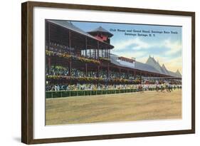 Saratoga Springs, New York - Racetrack View of Clubhouse, Band Stand-Lantern Press-Framed Art Print