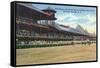 Saratoga Springs, New York - Racetrack View of Clubhouse, Band Stand-Lantern Press-Framed Stretched Canvas