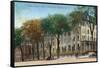 Saratoga Springs, New York - United States Hotel Exterior View-Lantern Press-Framed Stretched Canvas