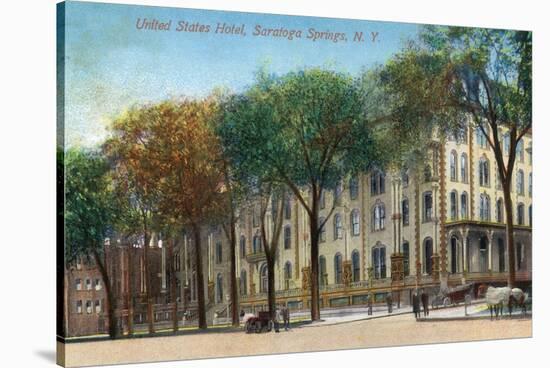 Saratoga Springs, New York - United States Hotel Exterior View-Lantern Press-Stretched Canvas